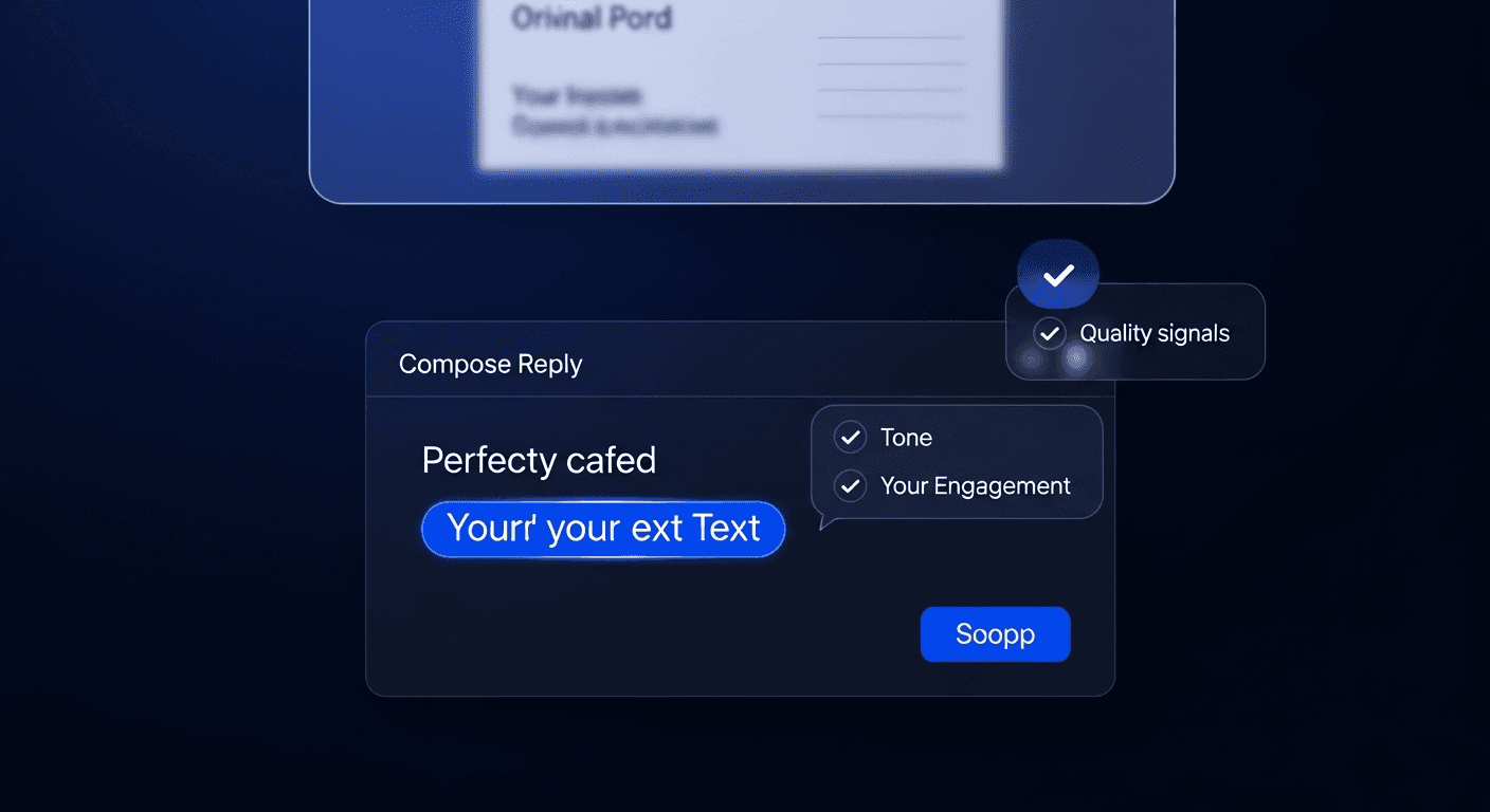 Perfect tweet reply highlighted in a dark mode compose window