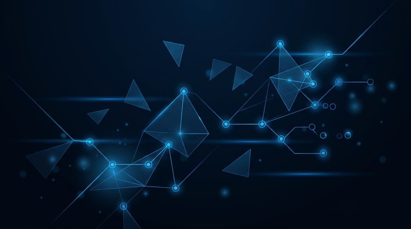 Best AI Marketing Tools for Founders Abstract navy and blue geometric network of nodes representing AI marketing tool choices