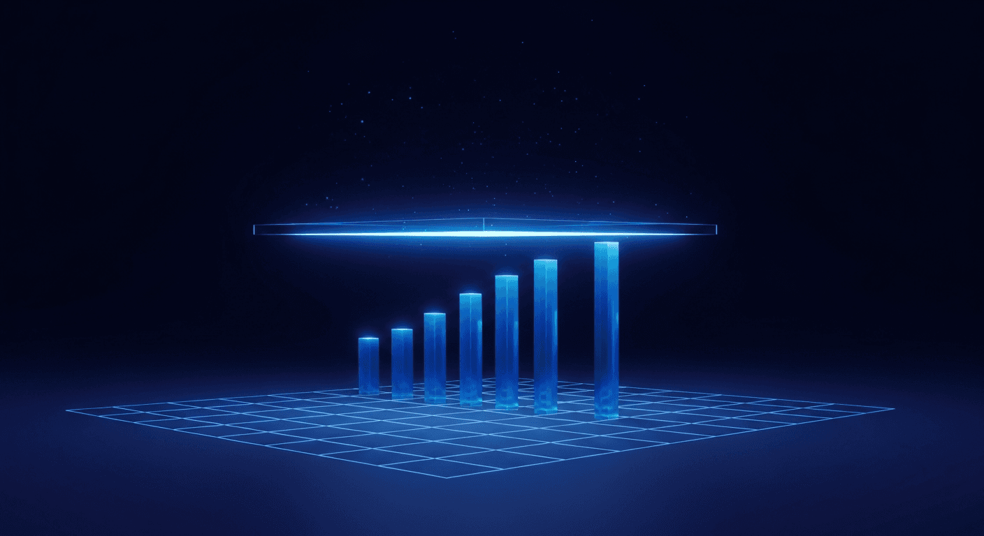 Abstract calendar bars capped by a glowing ceiling, illustrating free-tier scheduling limits