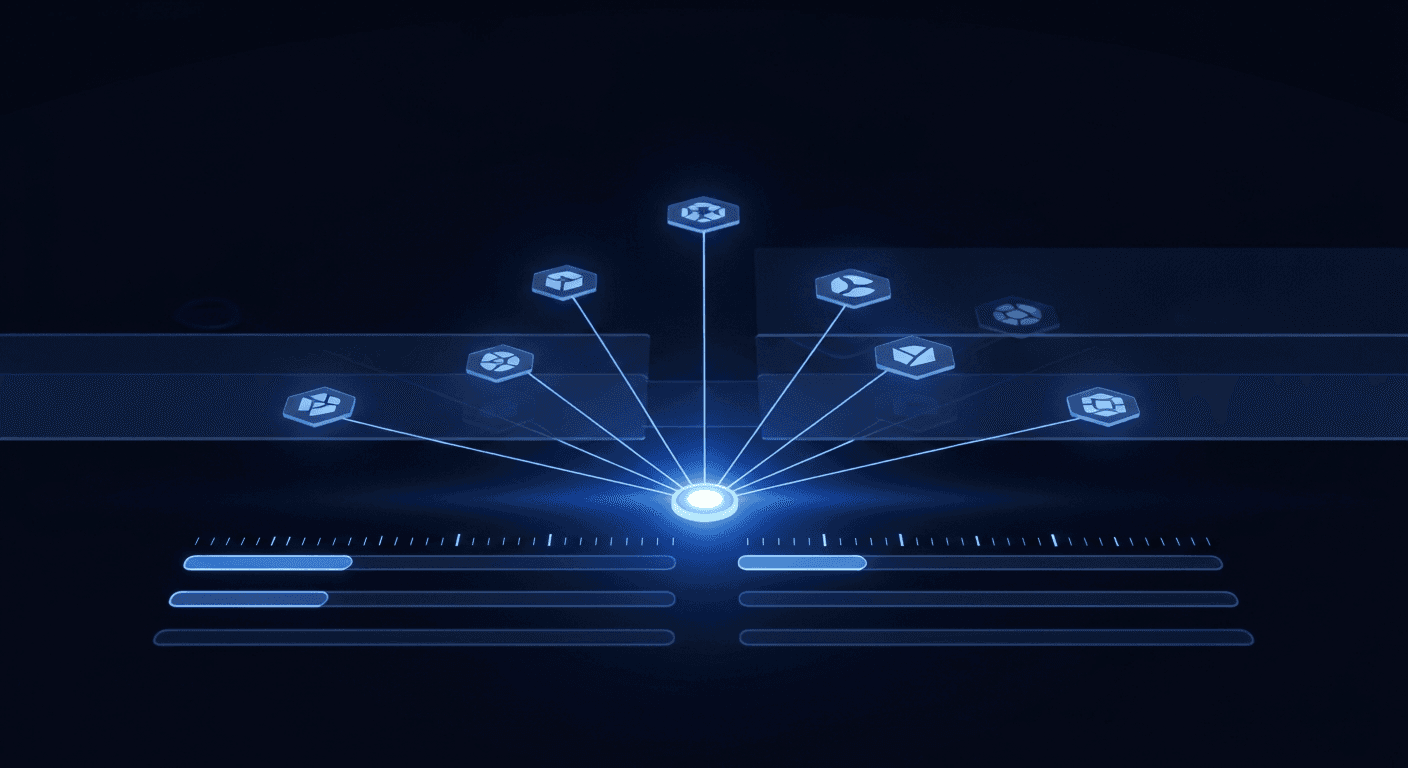 Dark dashboard showing a free social media scheduler queue across multiple platform channels