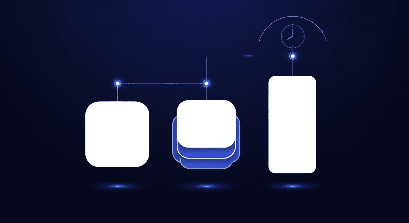 How to Auto-Post to Instagram Safely Abstract calendar grid with floating square and vertical content tiles