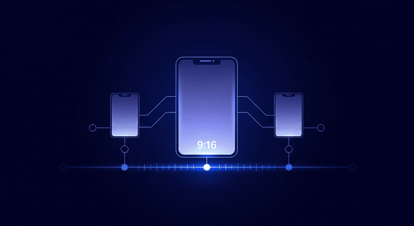 Abstract illustration of vertical story frames queued along a scheduling timeline