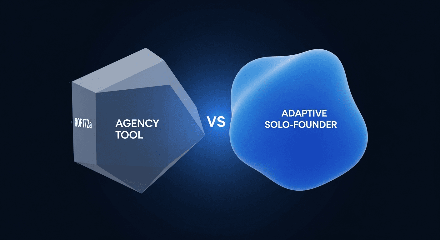 Abstract comparison visual of two social media tools on dark navy background